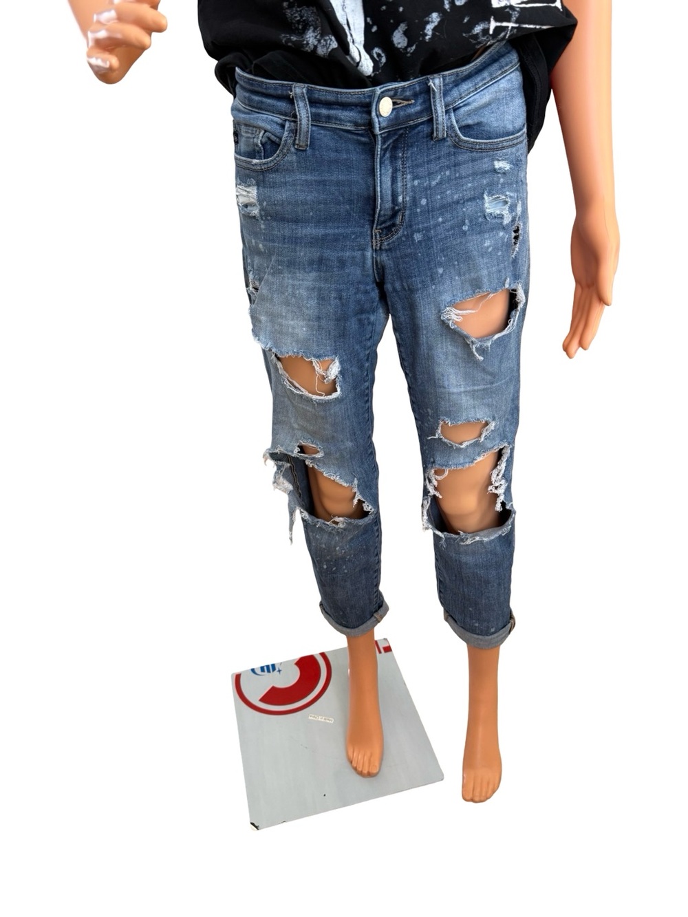 Judy Blue Distressed Cropped Blue Ripped Jeans